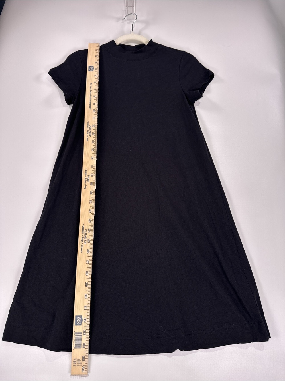 Everlane Mock Neck Short Sleeve 100% Cotton Swing Dress Black S - Picture 8 of 9